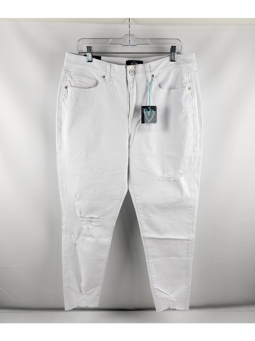 Lularoe Jeans Womens 34x26 White Skinny Fit with Love Distressed Denim NWT